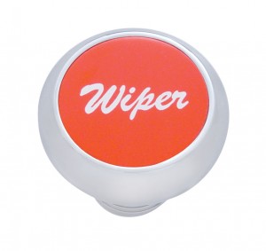 Chrome Deluxe Dash Knob W/ Aluminum "Wiper" Sticker - Red