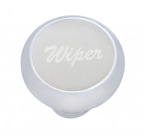 Chrome Deluxe Dash Knob W/ Aluminum "Wiper" Sticker - Silver