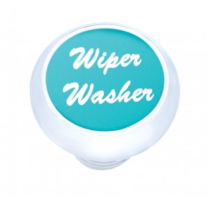 Chrome Deluxe Dash Knob W/ Aluminum "Wiper/Washer" Sticker - Blue