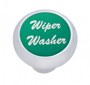 Chrome Deluxe Dash Knob W/ Aluminum "Wiper/Washer" Sticker - Green