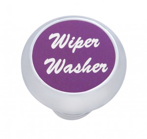 Chrome Deluxe Dash Knob W/ Aluminum "Wiper/Washer" Sticker - Purple