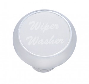 Chrome Deluxe Dash Knob W/ Aluminum "Wiper/Washer" Sticker - Silver