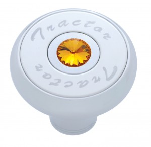Chrome Deluxe Air Valve Knob With Stainless Steel "Tractor" Plaque & Diamond - Amber