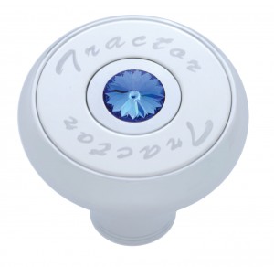 Chrome Deluxe Air Valve Knob With Stainless Steel "Tractor" Plaque & Diamond - Blue