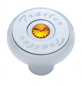 Chrome Deluxe Air Valve Knob With Stainless Steel "Trailer" Plaque & Diamond - Amber