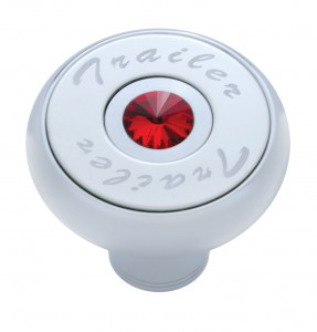 Chrome Deluxe Air Valve Knob With Stainless Steel "Trailer" Plaque & Diamond - Red
