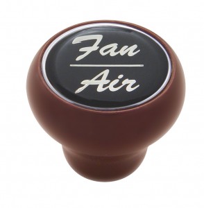 Wood Deluxe Dash Knob W/ Glossy "Fan/Air" Sticker - Black