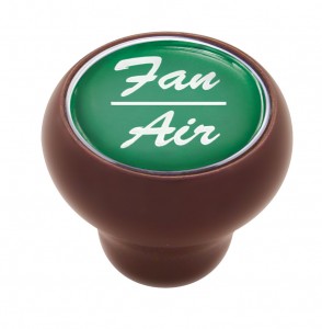 Wood Deluxe Dash Knob W/ Glossy "Fan/Air" Sticker - Green