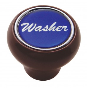 Wood Deluxe Dash Knob W/ Glossy "Washer" Sticker - Blue