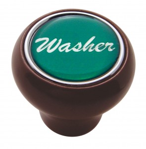 Wood Deluxe Dash Knob W/ Glossy "Washer" Sticker - Green