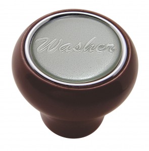 Wood Deluxe Dash Knob W/ Glossy "Washer" Sticker - Silver