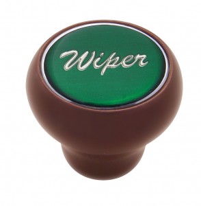 Wood Deluxe Dash Knob W/ Glossy "Wiper" Sticker - Green