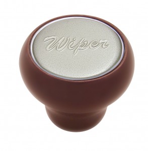 Wood Deluxe Dash Knob W/ Glossy "Wiper" Sticker - Silver