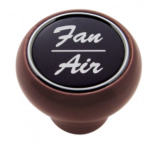 Wood Deluxe Dash Knob W/ Aluminum "Fan/Air" Sticker - Black