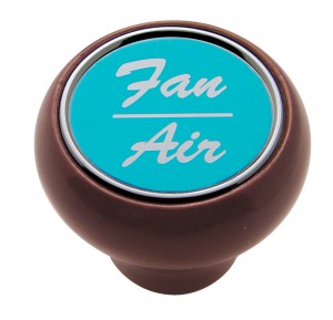 Wood Deluxe Dash Knob W/ Aluminum "Fan/Air" Sticker - Blue