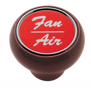 Wood Deluxe Dash Knob W/ Aluminum "Fan/Air" Sticker - Red
