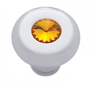 Chrome Aluminum Dash Knob W/ Diamond - Amber