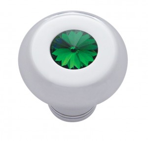 Chrome Aluminum Dash Knob W/ Diamond - Green