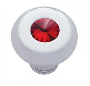 Chrome Aluminum Dash Knob W/ Diamond - Red