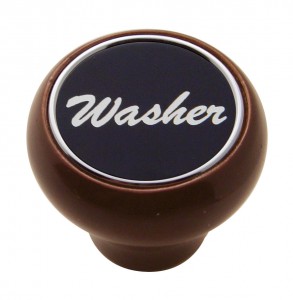 Wood Deluxe Dash Knob W/ Aluminum "Washer" Sticker - Black