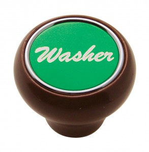 Wood Deluxe Dash Knob W/ Aluminum "Washer" Sticker - Green