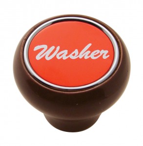 Wood Deluxe Dash Knob W/ Aluminum "Washer" Sticker - Red