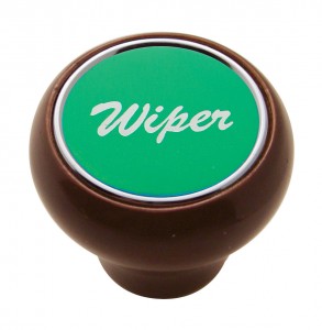 Wood Deluxe Dash Knob W/ Aluminum "Wiper" Sticker - Green