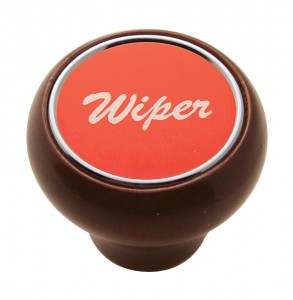 Wood Deluxe Dash Knob W/ Aluminum "Wiper" Sticker - Red