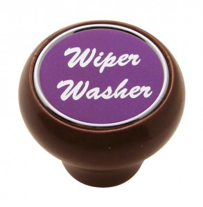Wood Deluxe Dash Knob W/ Aluminum "Wiper/Washer" Sticker - Purple