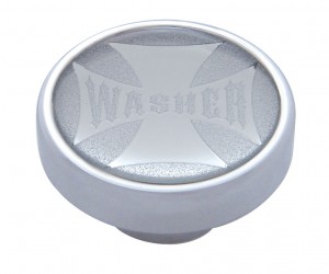Chrome Dash Knob W/ Glossy "Washer" Maltese Cross Sticker - Silver