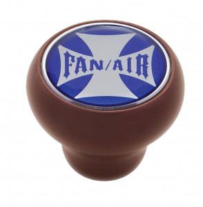 Wood Deluxe Knob W/ Glossy "Fan/Air" Maltese Cross Sticker - Blue