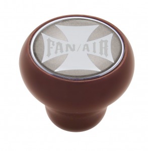 Wood Deluxe Knob W/ Glossy "Fan/Air" Maltese Cross Sticker - Silver