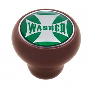 Wood Deluxe Knob W/ Glossy "Washer" Maltese Cross Sticker - Green