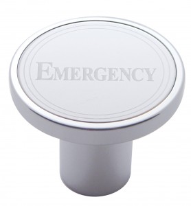 Chrome Air Valve Knob W/ Stainless Steel "Emergency" Plaque - Block Style