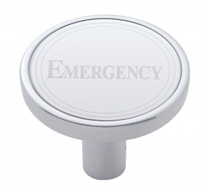 Chrome Long Pin Mount Air Valve Knob W/ Stainless Steel "Emergency" Plaque - Block Style