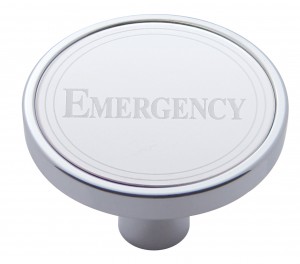 Chrome Short Pin Mount Air Valve Knob W/ Stainless Steel "Emergency" Plaque - Block Style