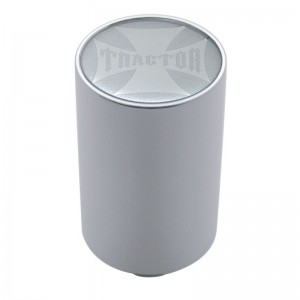 Chrome Aluminum 3" Air Valve Knob W/ Glossy "Tractor" Cross Sticker - Silver