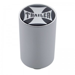 Chrome Aluminum 3" Air Valve Knob W/ Glossy "Trailer" Cross Sticker - Black