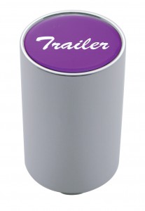 Chrome Aluminum 3" Air Valve Knob W/ Glossy "Trailer" Sticker - Purple