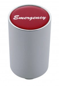 Chrome Aluminum 3" Air Valve Knob W/ Glossy "Emergency" Sticker - Red