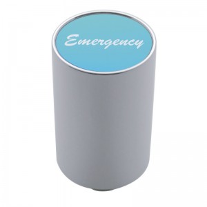 Chrome Aluminum 3" Air Valve Knob W/ Aluminum "Emergency" Sticker - Blue