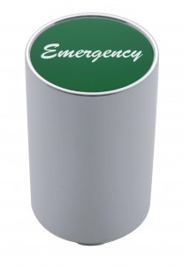 Chrome Aluminum 3" Air Valve Knob W/ Aluminum "Emergency" Sticker - Green