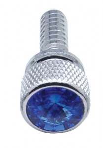 Chrome Peterbilt Dash Screws W/ Diamond - Blue