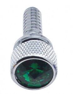 (14/Card) Chrome Peterbilt Dash Screws W/ Diamond - Green