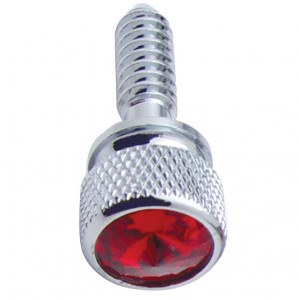 Chrome Peterbilt Dash Screws W/ Diamond - Red