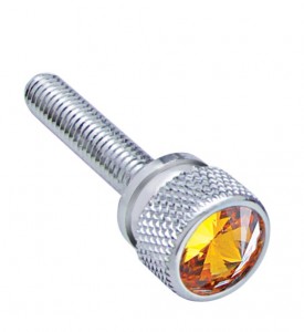 (12/Card) Chrome Kenworth Dash Long Screws W/ Diamond - Amber
