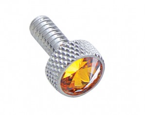 Chrome Peterbilt Small Dash Screw W/ Diamond - Amber