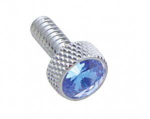 (2/Card) Chrome Peterbilt Small Dash Screw W/ Diamond - Blue