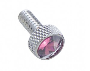 (2/Card) Chrome Peterbilt Small Dash Screw W/ Diamond - Purple