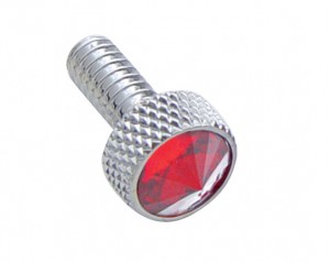 Chrome Peterbilt Small Dash Screw W/ Diamond - Red